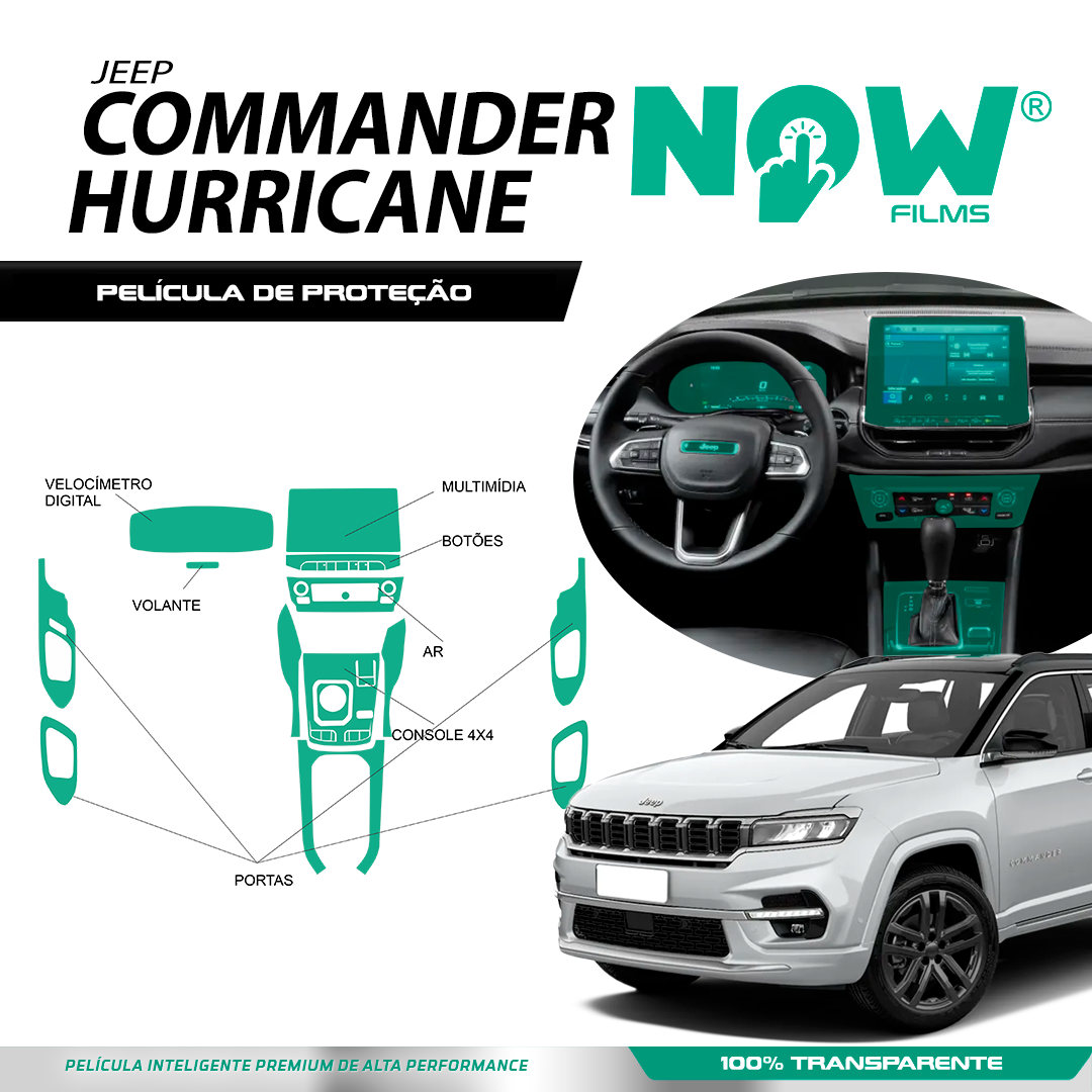 kit Película Proteção JEEP COMMANDER HURRICANE a partir 2025