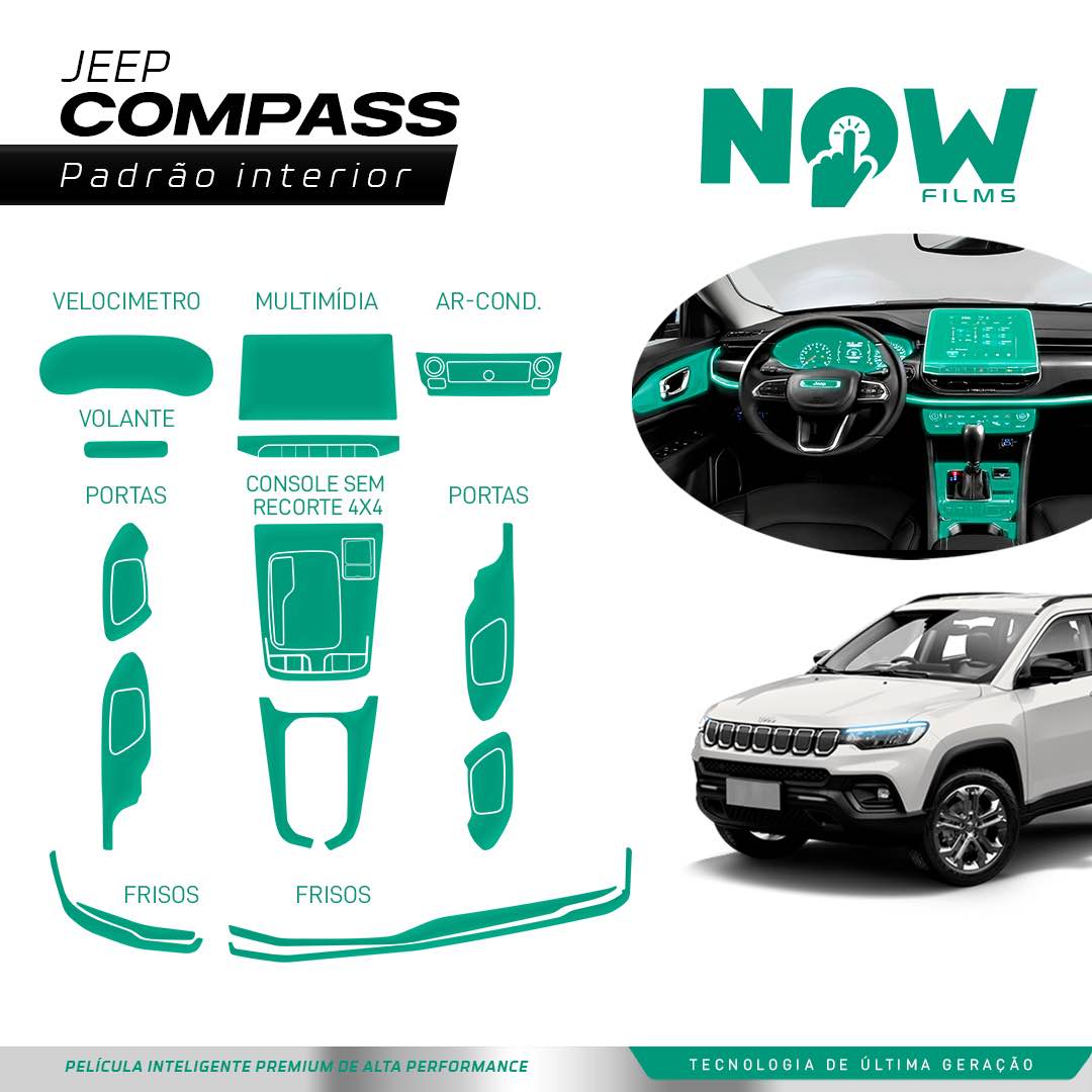 Kit Película Proteção Interna JEEP COMPASS LIMITED / TRAILHAWK 4X2 (A PARTIR 2021)
