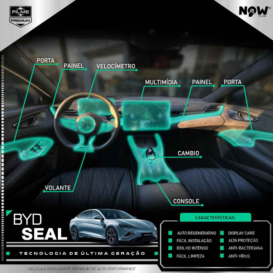 Kit Película Proteção Interna PROLINE BYD SEAL a partir 2023